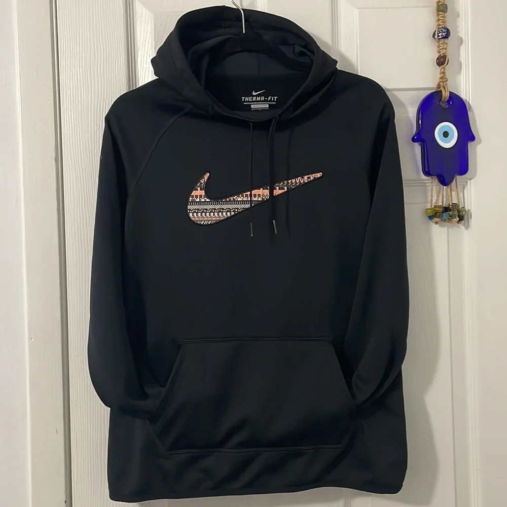 Nike Thermal Fit Pullover Hoodie with Peach Gray Black Check Excellent Condition - Picture 8 of 9